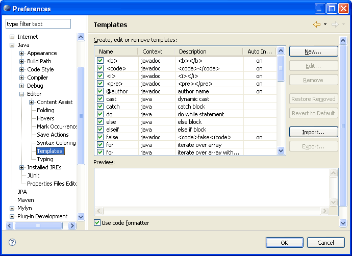 eclipse-code-templates