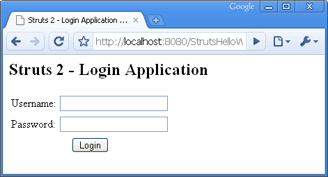 struts2-application-login-page
