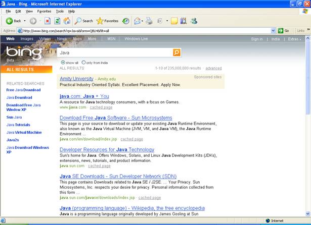 bing-java-search