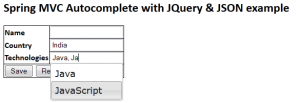 Spring 3 MVC – Autocomplete with JQuery & JSON example