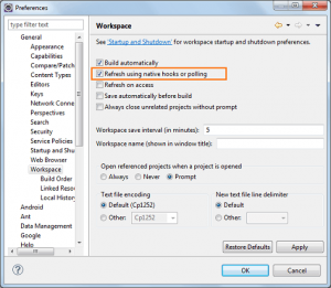 Eclipse resolve “resource is out of sync with the filesystem” permanently