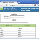 Spring MVC + FreeMarker (FTL) Integration example