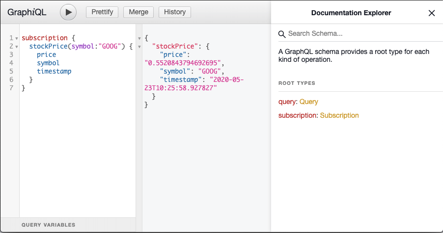 Spring Boot GraphQL Subscription GraphiQL Editor