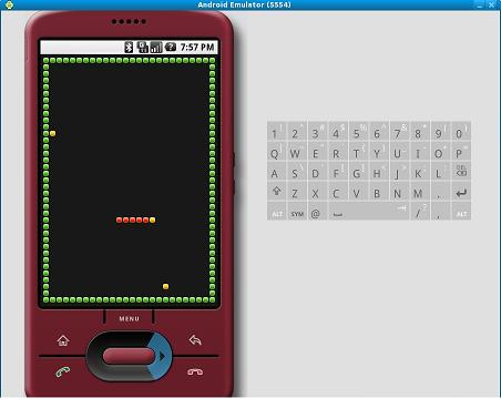 android emulator with a demo snakes application